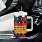 Burkina Faso Tumbler With Handle Kente Flag Red Green Blue Geometric - African Pride