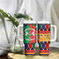 Burkina Faso Tumbler With Handle Kente Flag Red Green Blue Geometric - African Pride