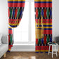 Burkina Faso Window Curtain Kente Flag Red Green Blue Geometric - African Pride