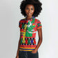 Burkina Faso Women Polo Shirt Kente Flag Red Green Blue Geometric - African Pride