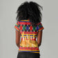 Burkina Faso Women V-Neck T-Shirt Kente Flag Red Green Blue Geometric - African Pride