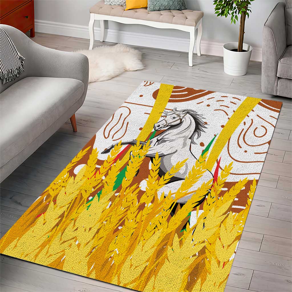 Burkina Faso Rising Horse Area Rug Golden Harvest and National Pride - African Pride