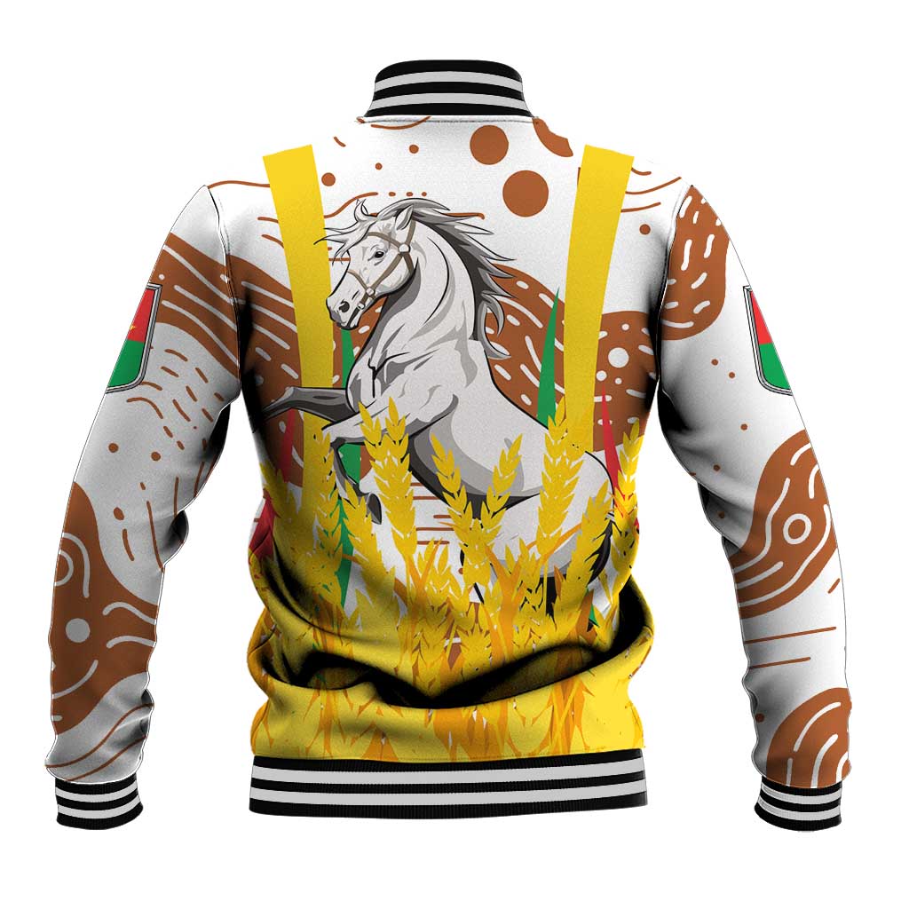 Burkina Faso Rising Horse Baseball Jacket Golden Harvest and National Pride - African Pride