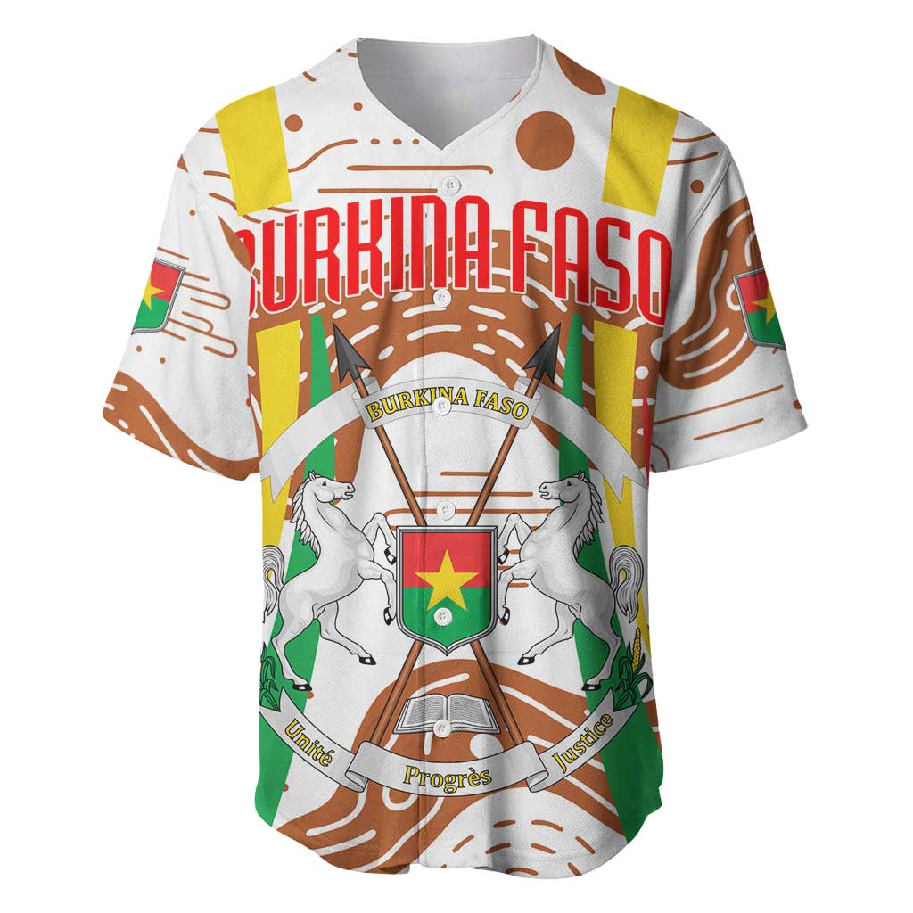 Burkina Faso Rising Horse Baseball Jersey Golden Harvest and National Pride - African Pride