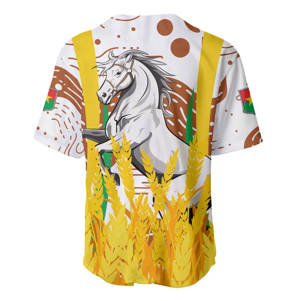 Burkina Faso Rising Horse Baseball Jersey Golden Harvest and National Pride - African Pride