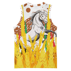 Burkina Faso Rising Horse Basketball Jersey Golden Harvest and National Pride - African Pride