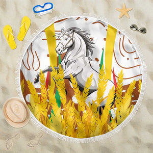 Burkina Faso Rising Horse Beach Blanket Golden Harvest and National Pride - African Pride