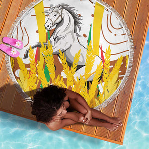 Burkina Faso Rising Horse Beach Blanket Golden Harvest and National Pride - African Pride