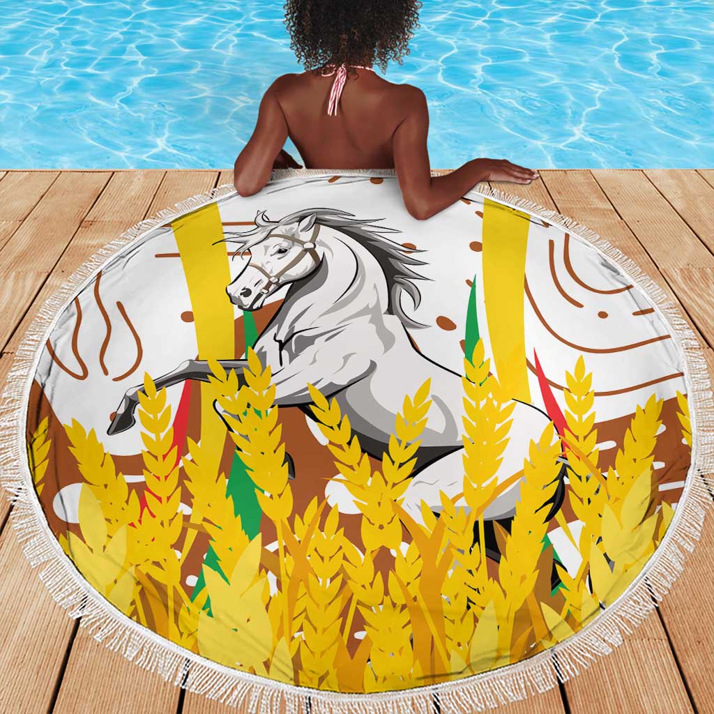 Burkina Faso Rising Horse Beach Blanket Golden Harvest and National Pride - African Pride