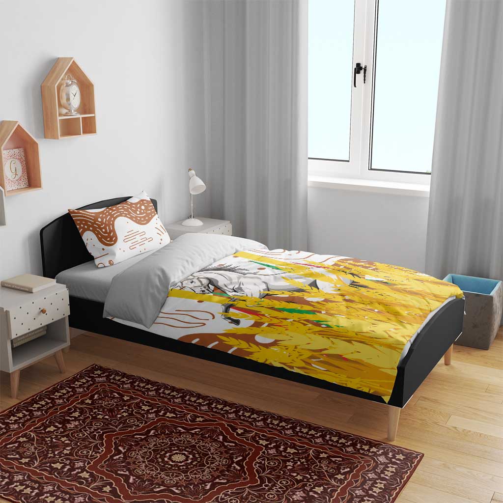 Burkina Faso Rising Horse Bedding Set Golden Harvest and National Pride - African Pride