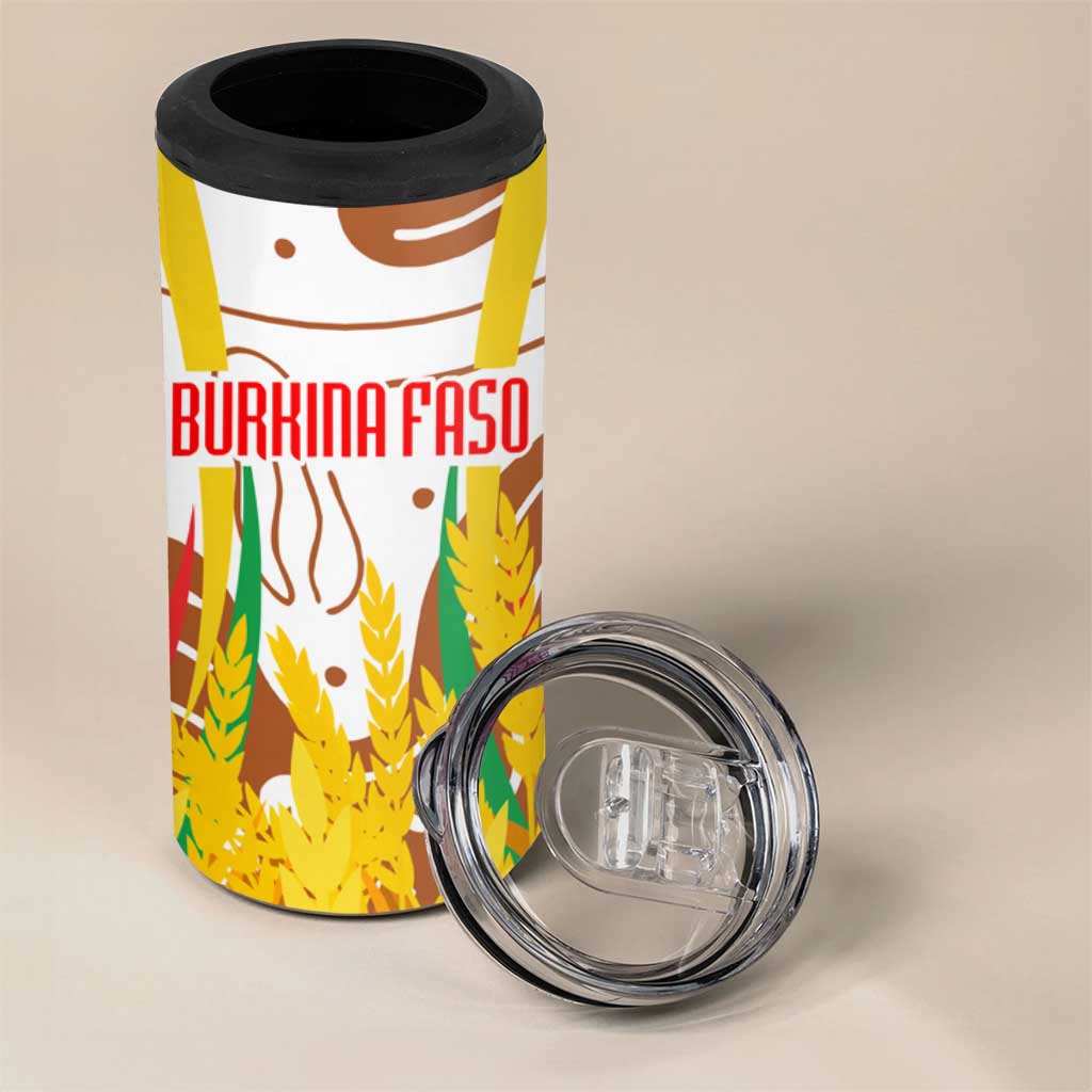 Burkina Faso Rising Horse 4 in 1 Can Cooler Tumbler Golden Harvest and National Pride - African Pride