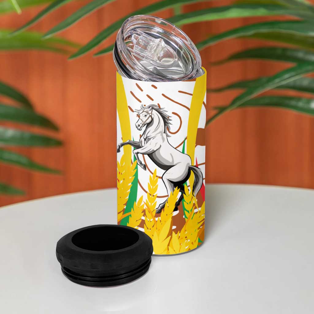Burkina Faso Rising Horse 4 in 1 Can Cooler Tumbler Golden Harvest and National Pride - African Pride