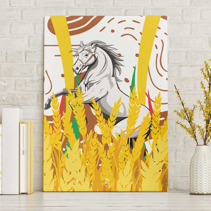 Burkina Faso Rising Horse Canvas Wall Art Golden Harvest and National Pride - African Pride