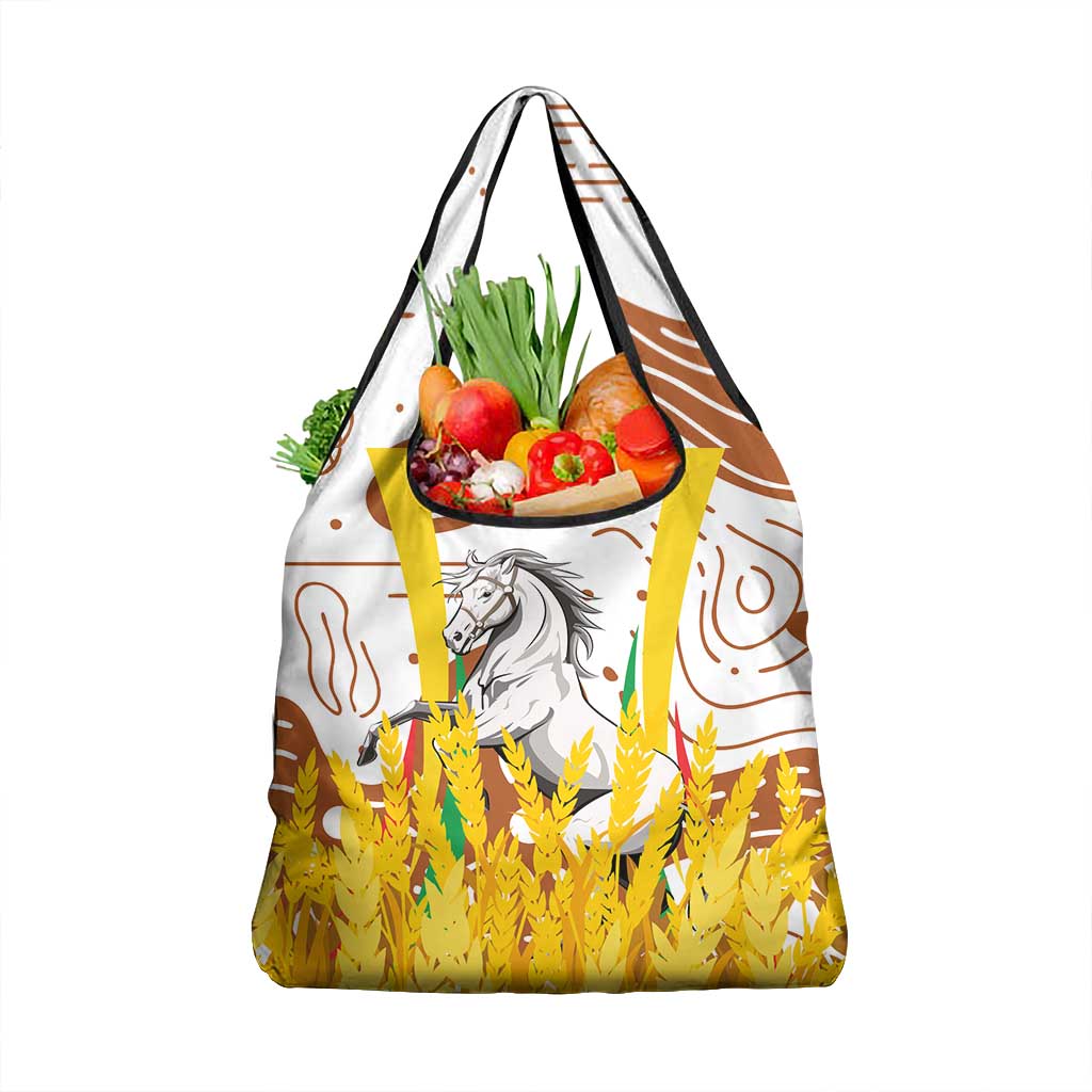 Burkina Faso Rising Horse Grocery Bag Golden Harvest and National Pride - African Pride