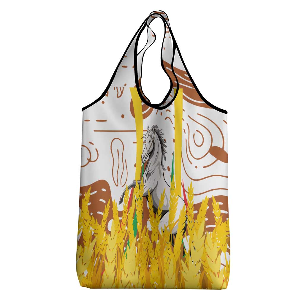 Burkina Faso Rising Horse Grocery Bag Golden Harvest and National Pride - African Pride
