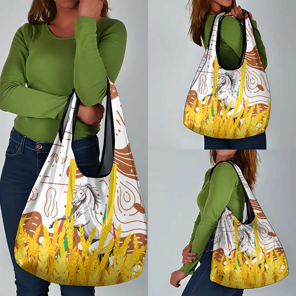 Burkina Faso Rising Horse Grocery Bag Golden Harvest and National Pride - African Pride