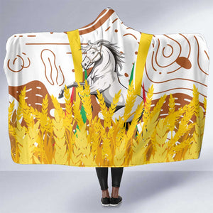 Burkina Faso Rising Horse Hooded Blanket Golden Harvest and National Pride - African Pride