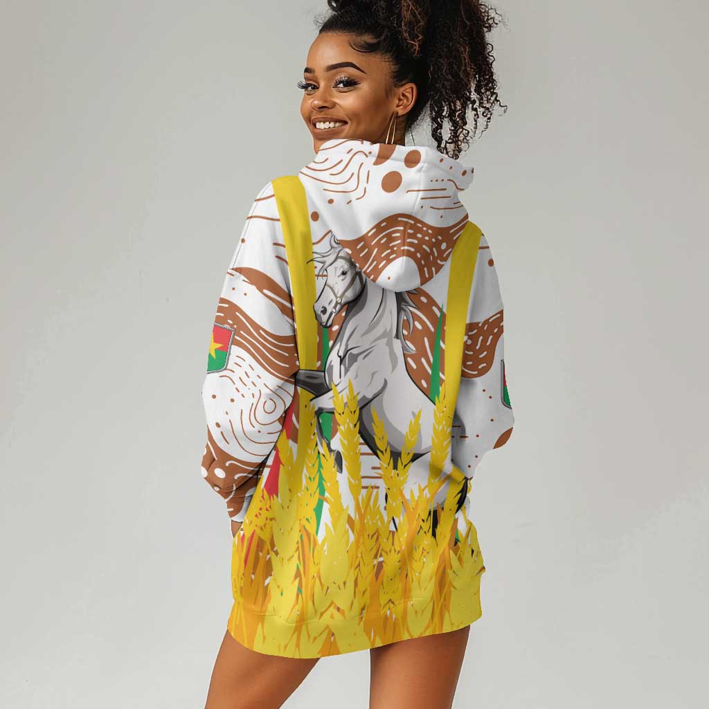 Burkina Faso Rising Horse Hoodie Dress Golden Harvest and National Pride - African Pride
