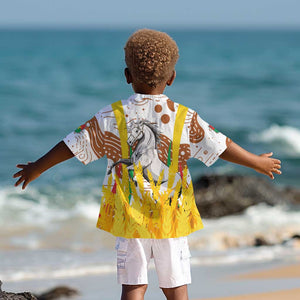 Burkina Faso Rising Horse Kid Hawaiian Shirt Golden Harvest and National Pride - African Pride