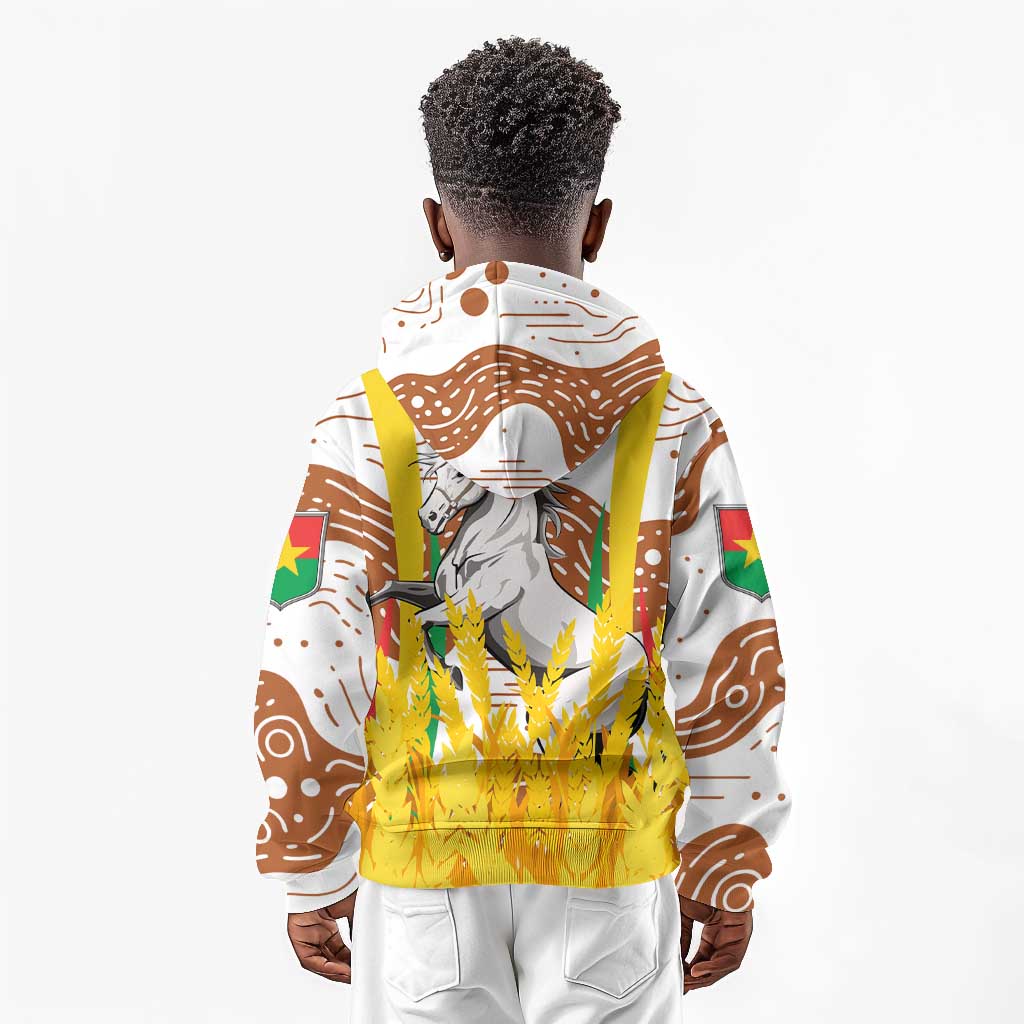 Burkina Faso Rising Horse Kid Hoodie Golden Harvest and National Pride - African Pride