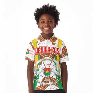 Burkina Faso Rising Horse Kid Polo Shirt Golden Harvest and National Pride - African Pride