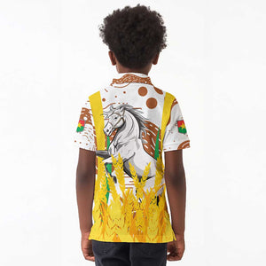 Burkina Faso Rising Horse Kid Polo Shirt Golden Harvest and National Pride - African Pride