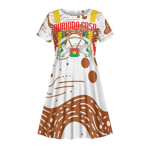 Burkina Faso Rising Horse Kid Short Sleeve Dress Golden Harvest and National Pride - African Pride