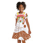 Burkina Faso Rising Horse Kid Short Sleeve Dress Golden Harvest and National Pride - African Pride