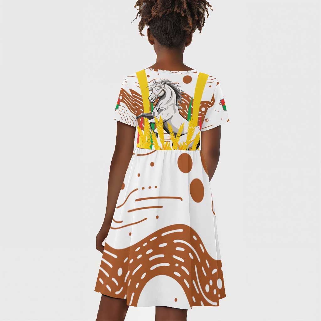 Burkina Faso Rising Horse Kid Short Sleeve Dress Golden Harvest and National Pride - African Pride