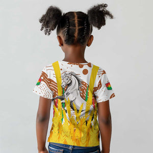 Burkina Faso Rising Horse Kid T shirt Golden Harvest and National Pride - African Pride