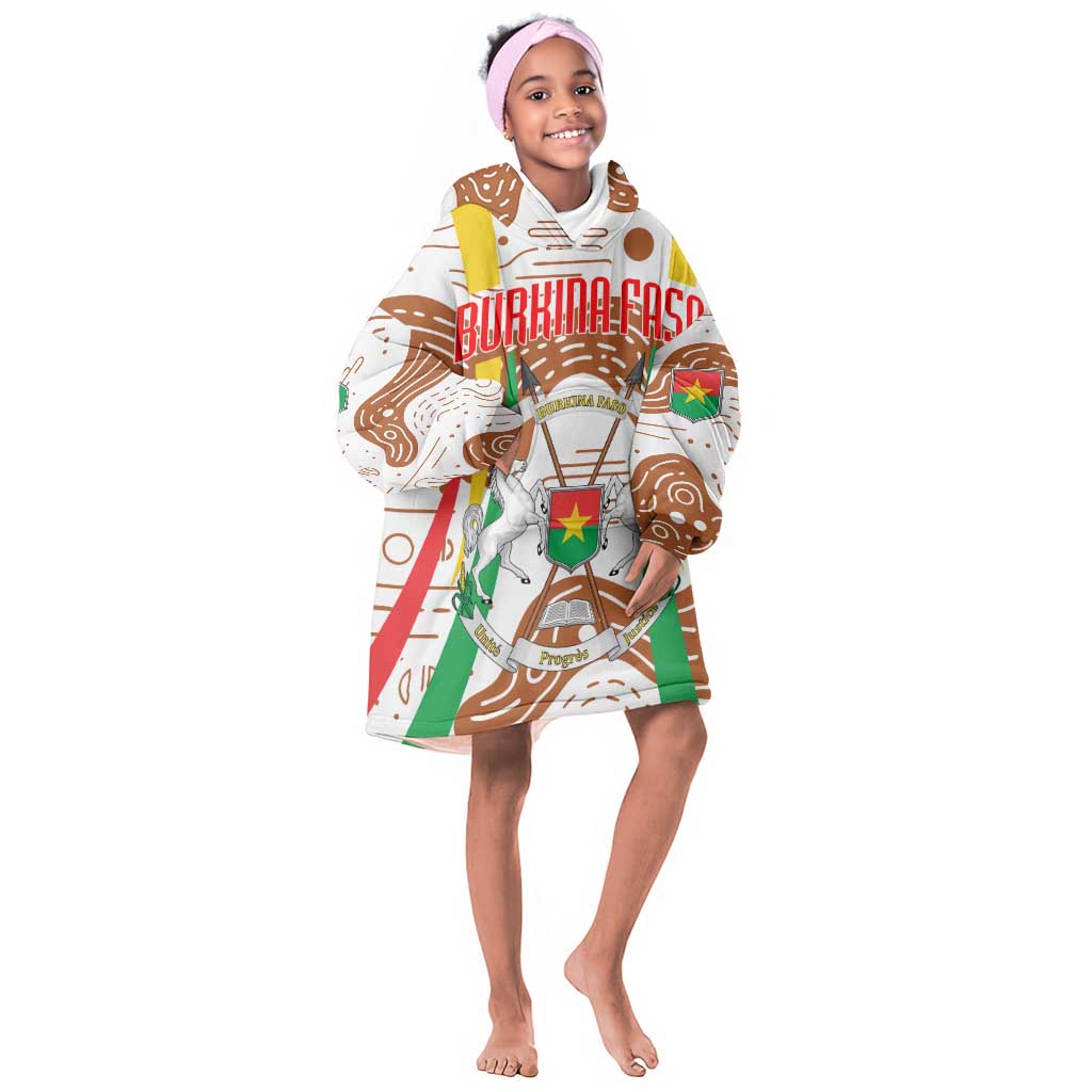 Burkina Faso Rising Horse Kid Wearable Blanket Hoodie Golden Harvest and National Pride - African Pride