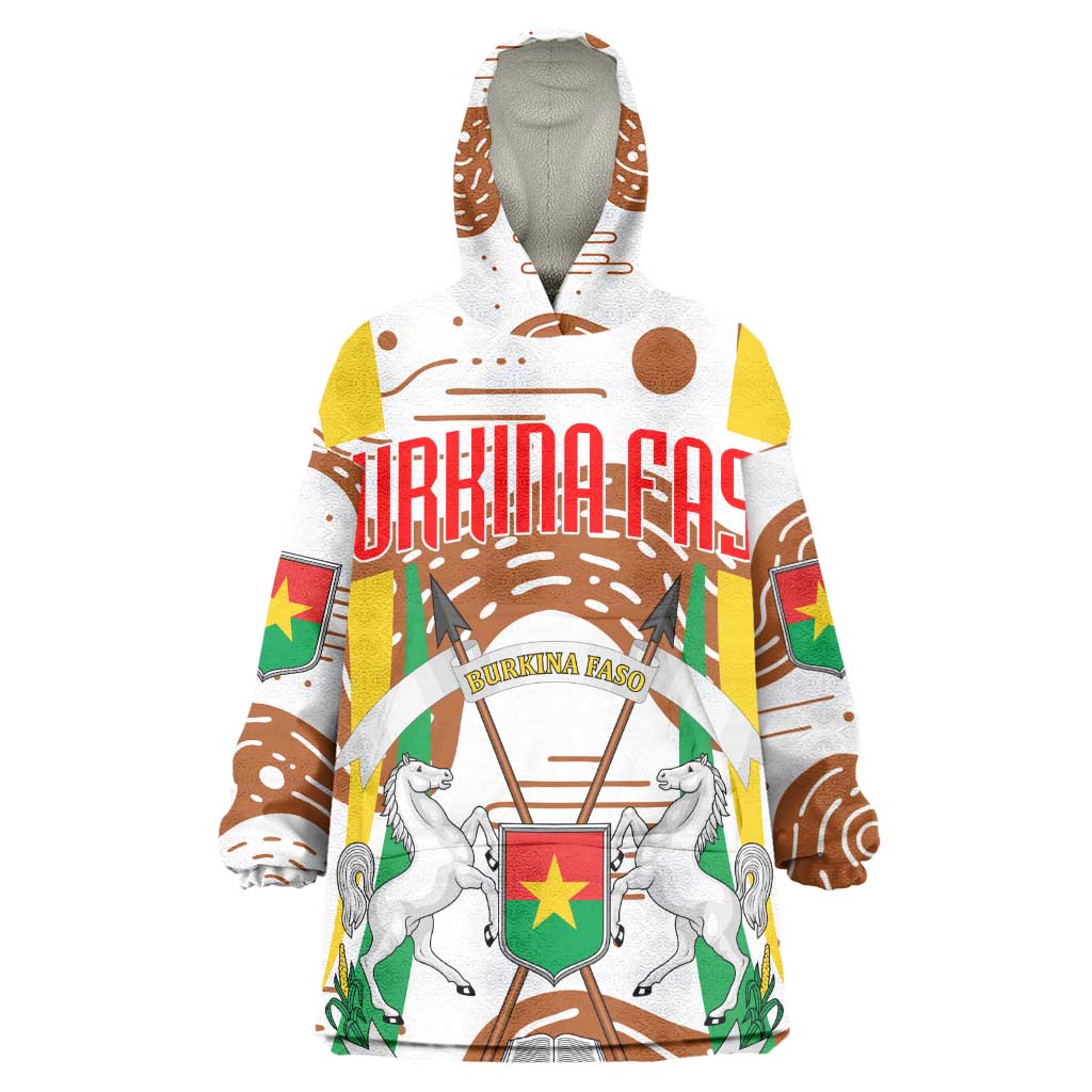 Burkina Faso Rising Horse Kid Wearable Blanket Hoodie Golden Harvest and National Pride - African Pride