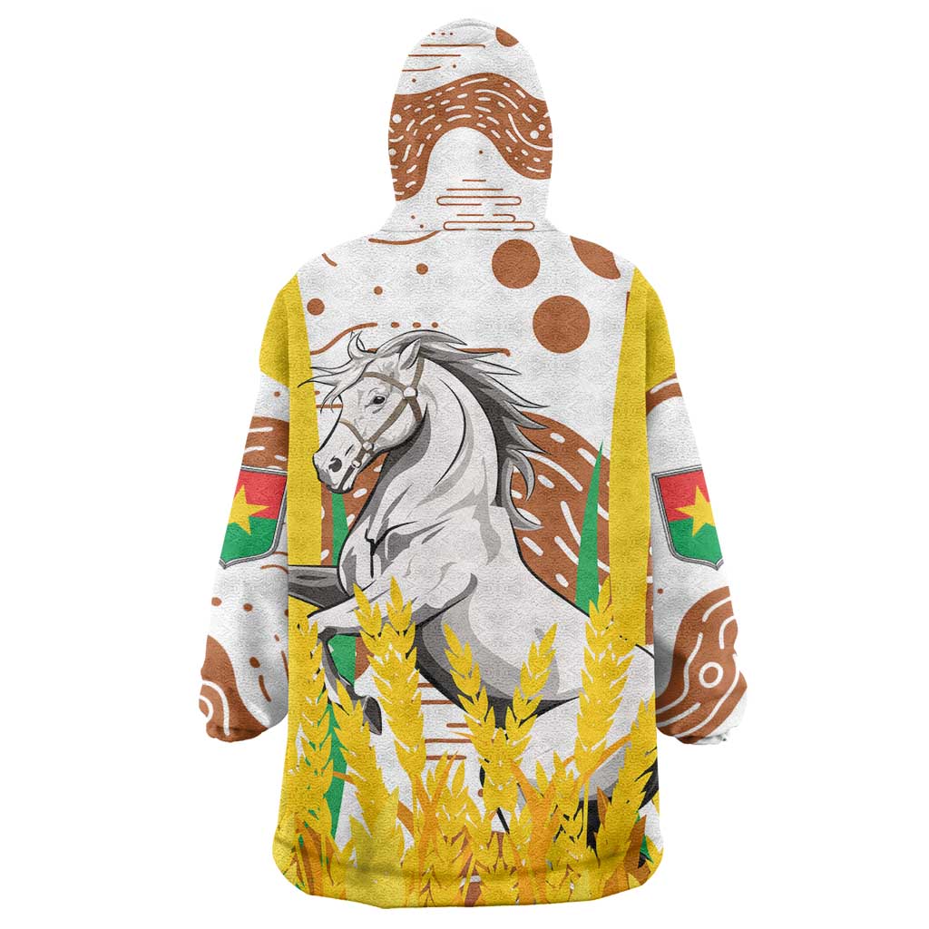 Burkina Faso Rising Horse Kid Wearable Blanket Hoodie Golden Harvest and National Pride - African Pride