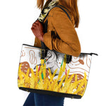 Burkina Faso Rising Horse Leather Tote Bag Golden Harvest and National Pride - African Pride