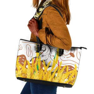 Burkina Faso Rising Horse Leather Tote Bag Golden Harvest and National Pride - African Pride