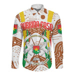 Burkina Faso Rising Horse Long Sleeve Button Shirt Golden Harvest and National Pride - African Pride