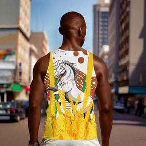 Burkina Faso Rising Horse Men Tank Top Golden Harvest and National Pride - African Pride
