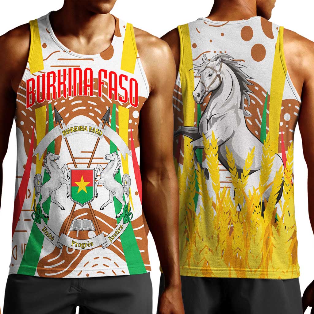 Burkina Faso Rising Horse Men Tank Top Golden Harvest and National Pride - African Pride