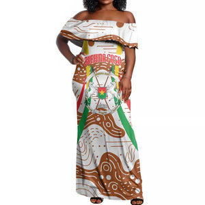 Burkina Faso Rising Horse Off Shoulder Maxi Dress Golden Harvest and National Pride - African Pride