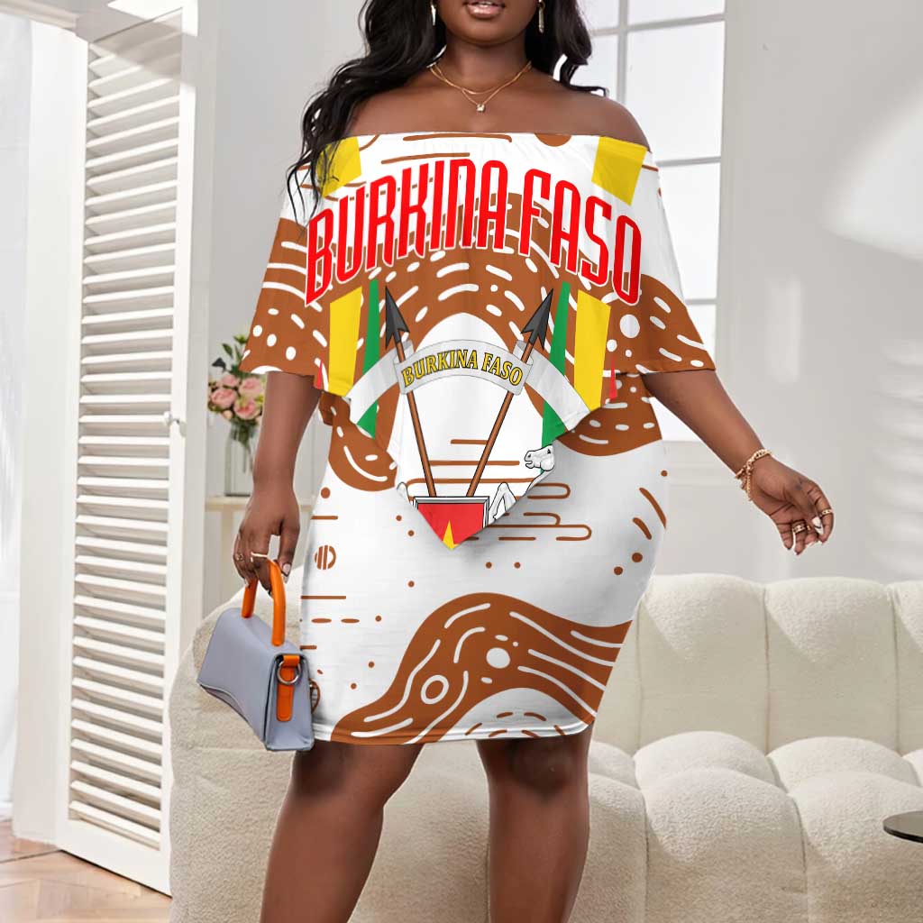 Burkina Faso Rising Horse Off Shoulder Short Dress Golden Harvest and National Pride - African Pride