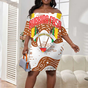 Burkina Faso Rising Horse Off Shoulder Short Dress Golden Harvest and National Pride - African Pride