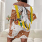 Burkina Faso Rising Horse Off Shoulder Short Dress Golden Harvest and National Pride - African Pride