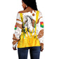 Burkina Faso Rising Horse Off Shoulder Sweater Golden Harvest and National Pride - African Pride