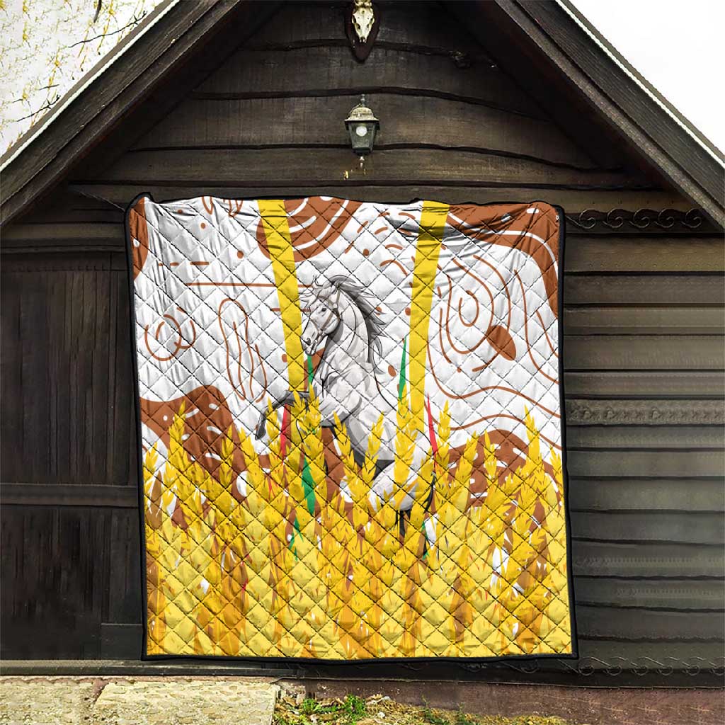 Burkina Faso Rising Horse Quilt Golden Harvest and National Pride - African Pride