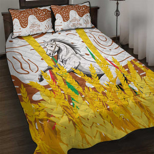 Burkina Faso Rising Horse Quilt Bed Set Golden Harvest and National Pride - African Pride