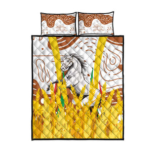 Burkina Faso Rising Horse Quilt Bed Set Golden Harvest and National Pride - African Pride