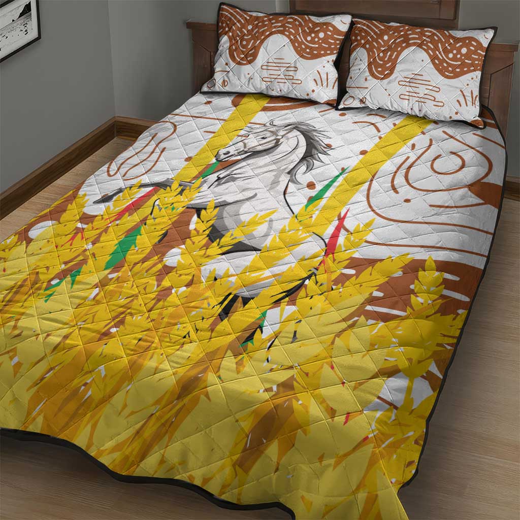 Burkina Faso Rising Horse Quilt Bed Set Golden Harvest and National Pride - African Pride