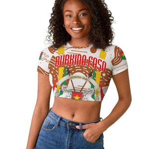 Burkina Faso Rising Horse Raglan Cropped T shirt Golden Harvest and National Pride - African Pride