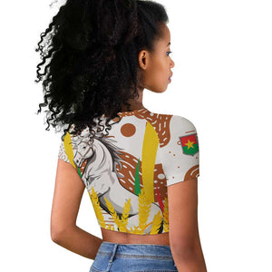 Burkina Faso Rising Horse Raglan Cropped T shirt Golden Harvest and National Pride - African Pride