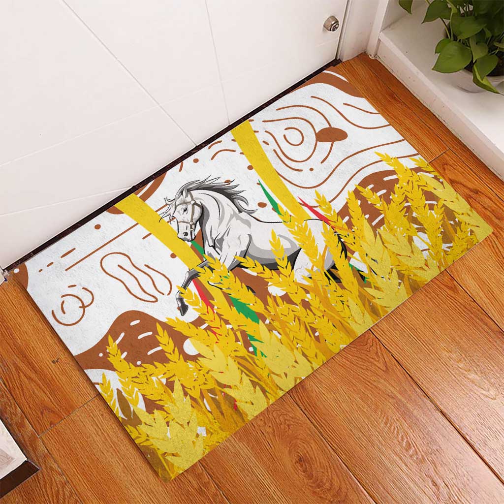 Burkina Faso Rising Horse Rubber Doormat Golden Harvest and National Pride - African Pride